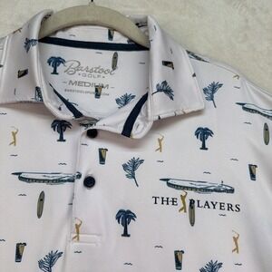 Barstool Golf Polo Shirt Mens Medium White Print Players Championship